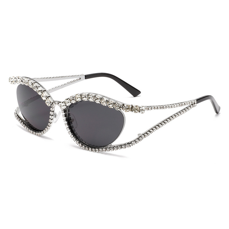 womens fashion glasses embellished hollow temple design cat  display picture 1