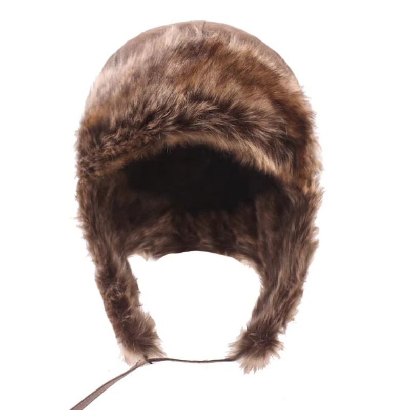 Faux Leather Winter Trapper Hat Snow Cap with Ear Flap for Men