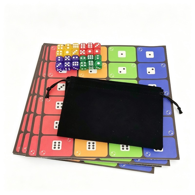 29pcs Colorful Dice Game Set with Dice Bag, Family Fun