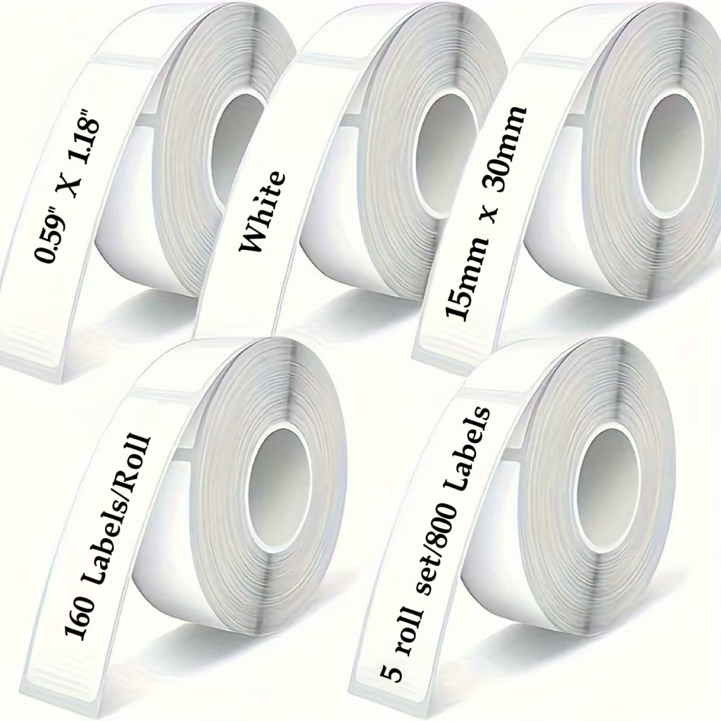 

800pcs Labels, 15x30mm, Heat-resistant Waterproof Tape, Compatible With P12, P15, D30 Portable Label Printer, 160 Rolls/box, Office Supplies,