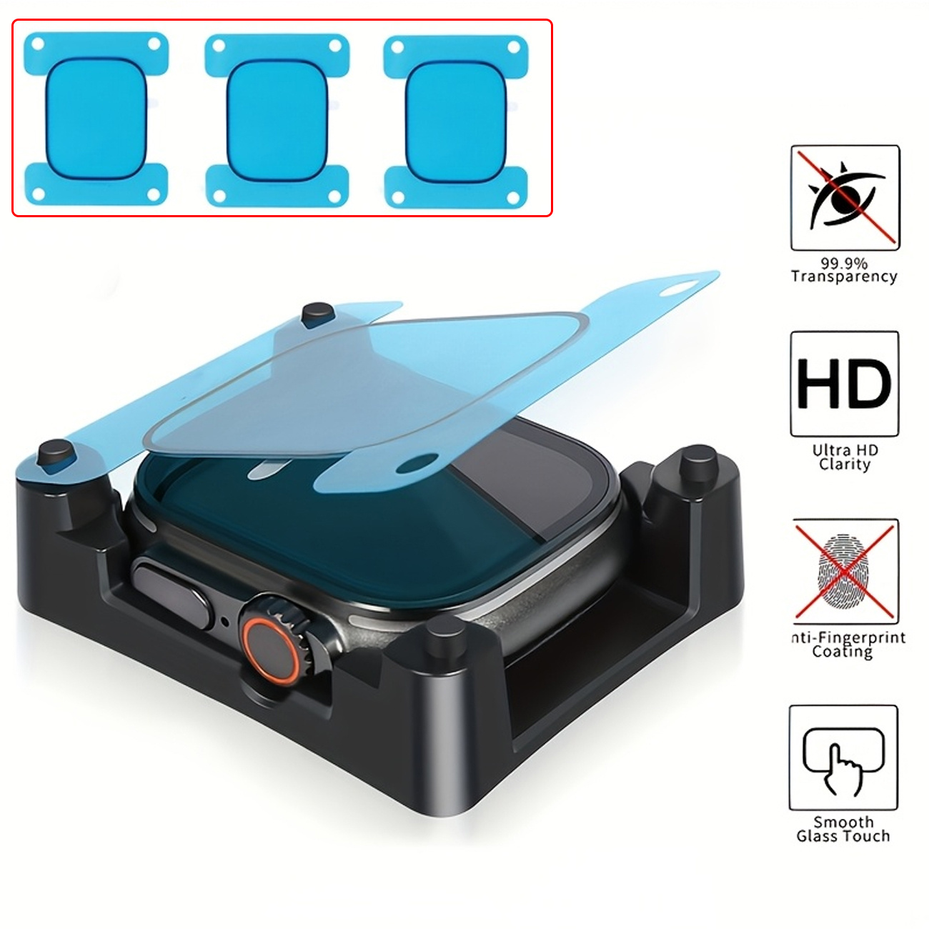 E-shop 3er-Pack PEO Apple Watch Displayschutzfolie, für 11/10/7/8/9/Ultra Serie - 3H Härtegrad TPU Film, Vollständige Abdeckung, Kratzfest, HD Klar,