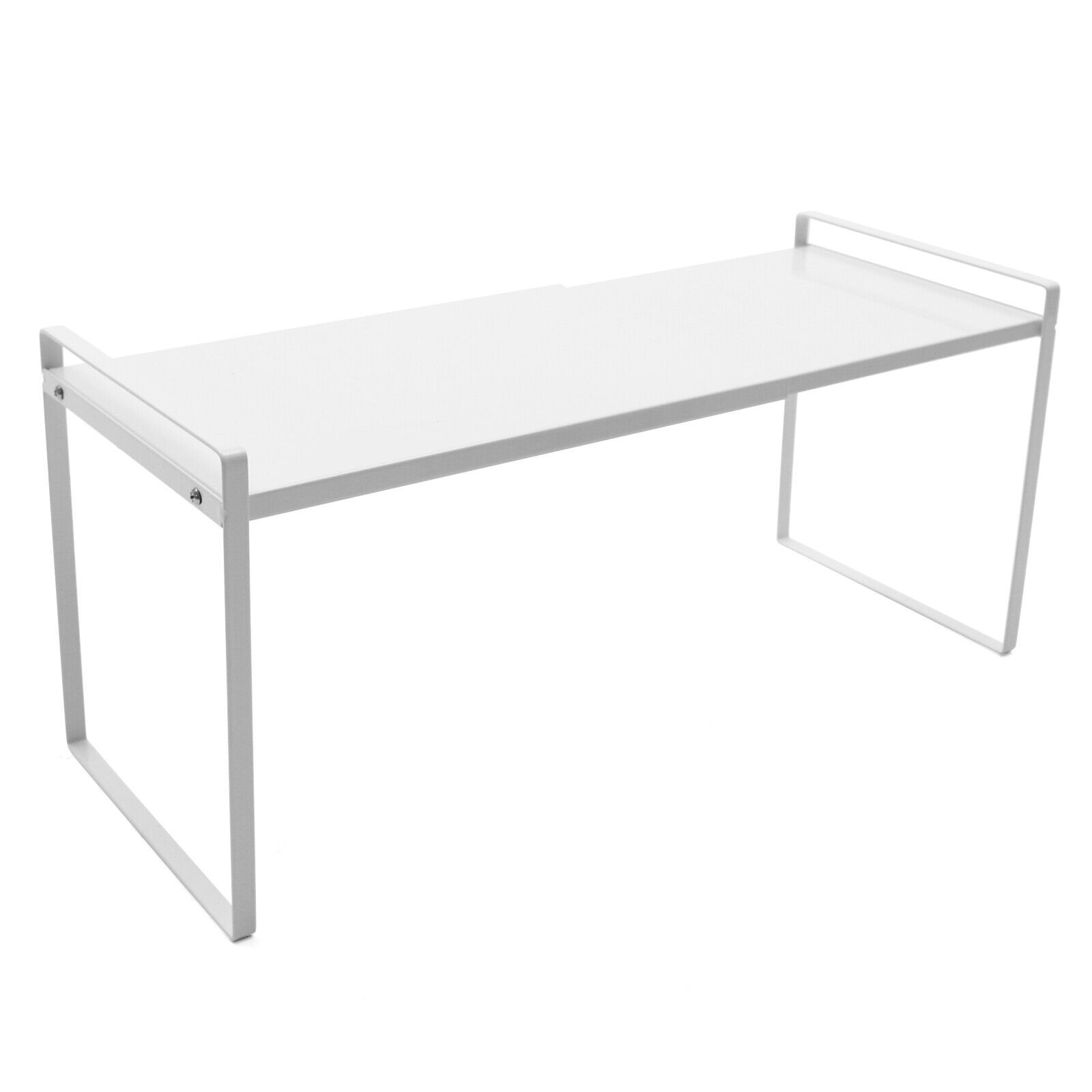 E-shop 2-Etagen Edelstahl Regal Eckregal Aufbewahrungsorganizer für Büro Küche, Weiß, Stehregal
