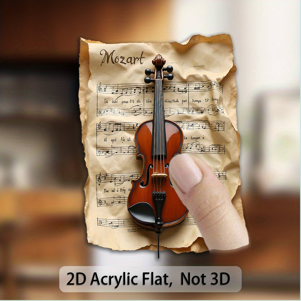 TEMU Imán para nevera de clásica en | Partituras vintage de y Bach, diseño de violín, lámina acrílica magnética fuerte para nevera, congelador,