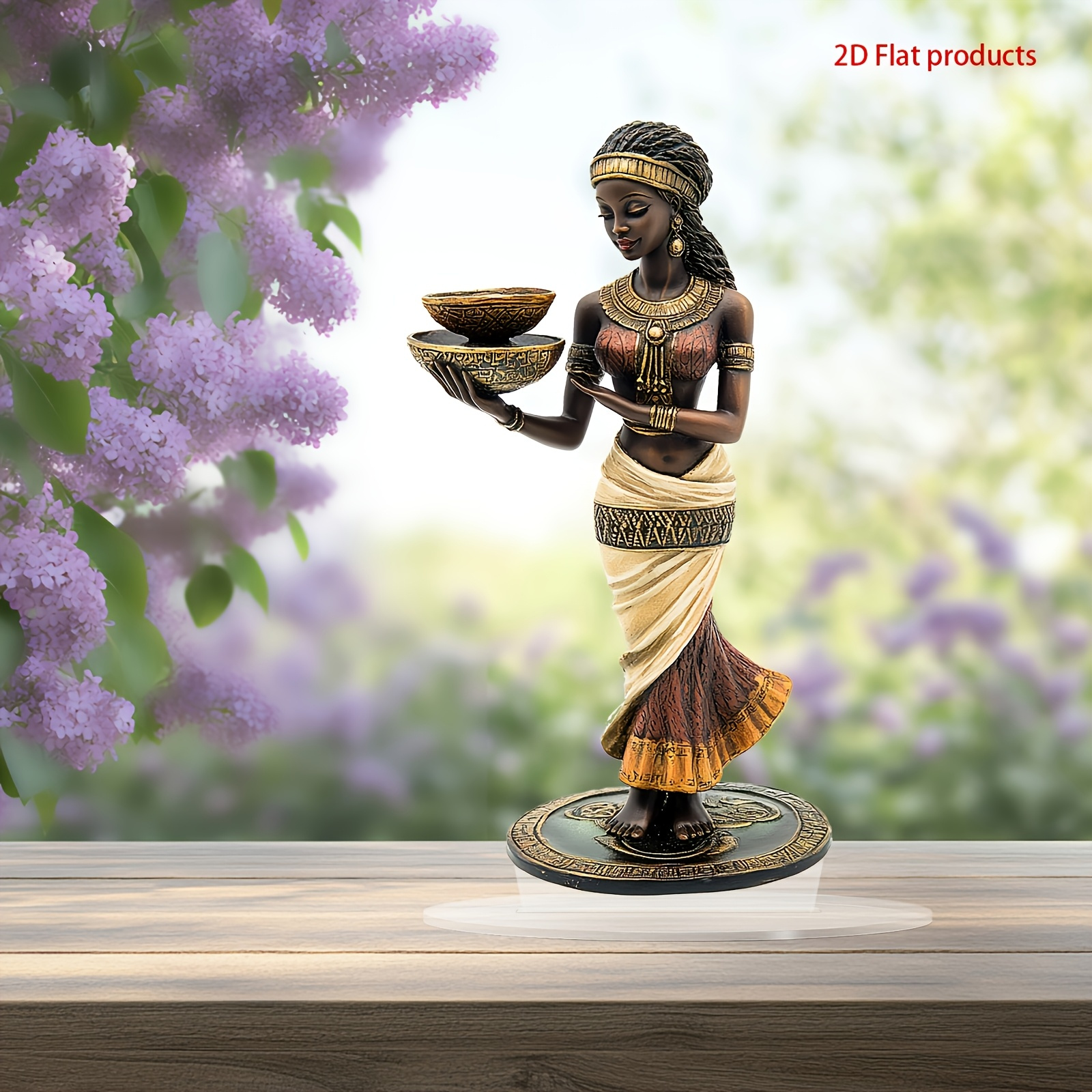 

2d Flat, Elegant Acrylic African Lady Statue With Stand - 2d Modern Decorative Figurine, Ideal For Home, Office, Bedroom | Display & Gift