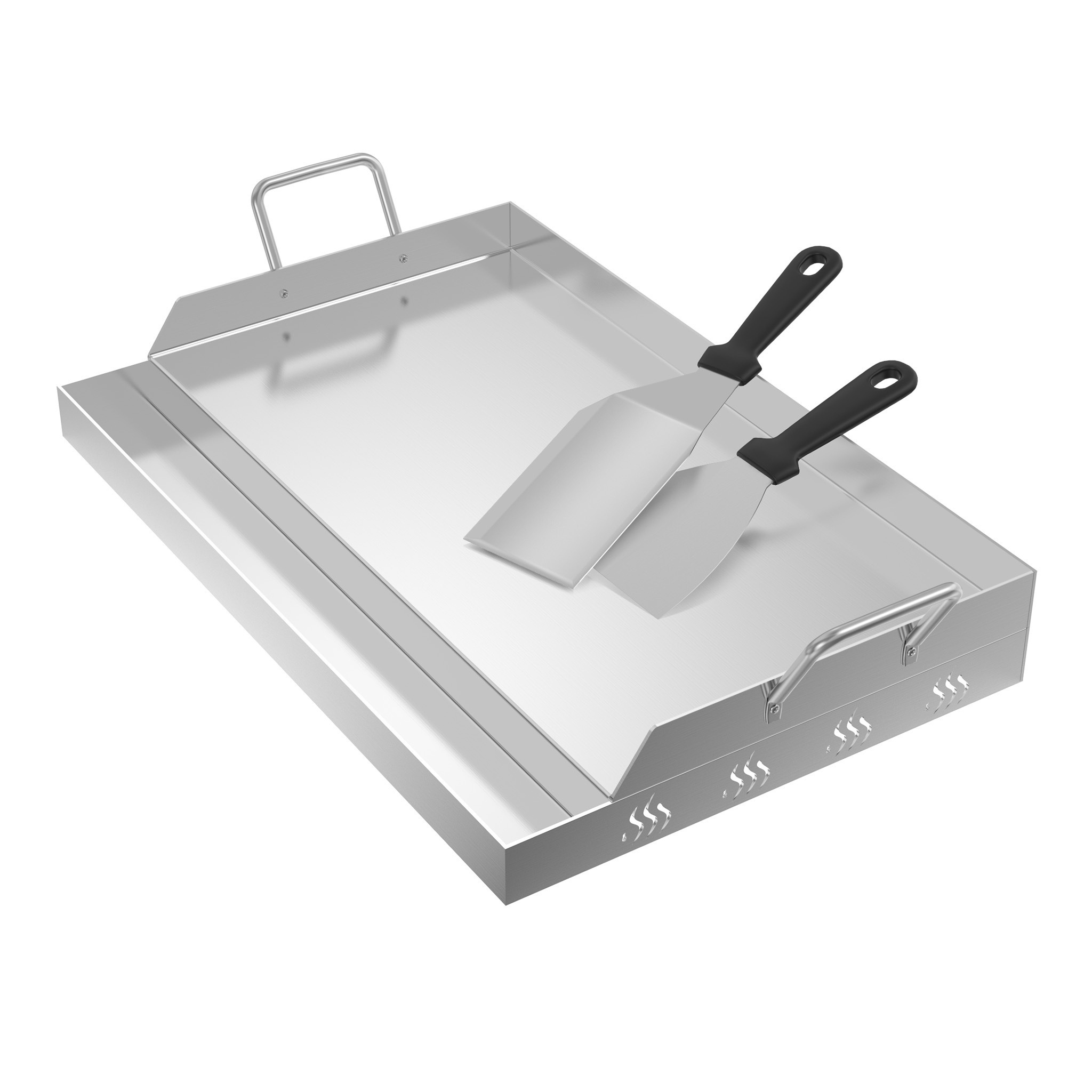 Grill Plate With Handles Stainless Steel Bbq Universal Plate Grill Tray With Included Grill Spatula