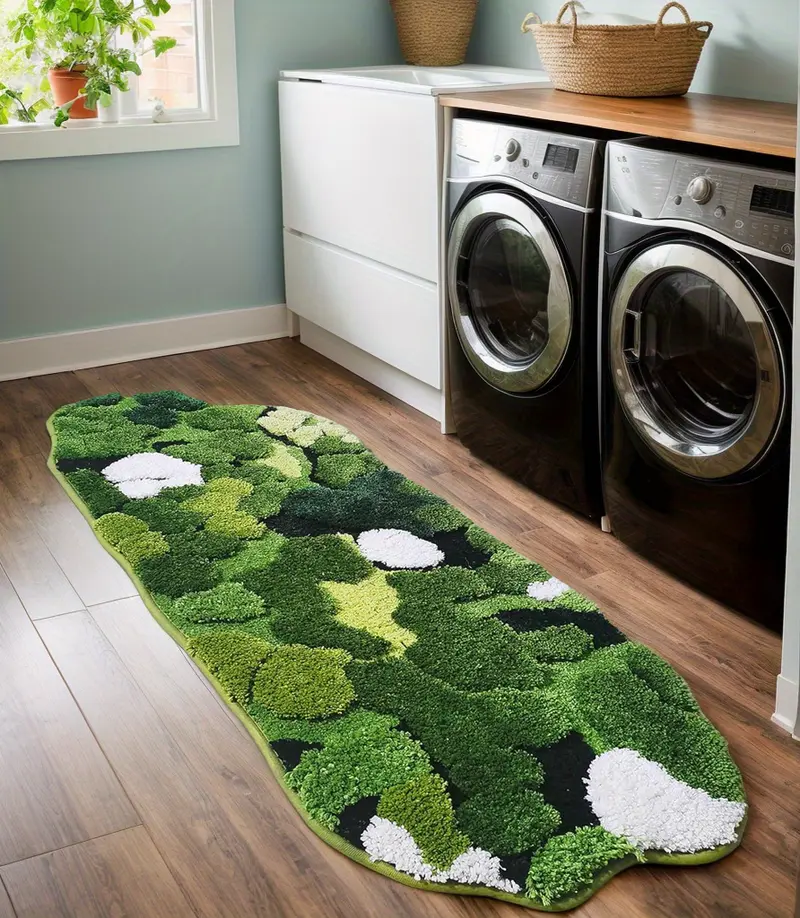 cute and leaf shaped design for bathroom rug long rectangular absorbent and non slip shaggy bath mat bathroom mat moss rug green bathroom rugs cute bath rug bathroom runner Product details 7