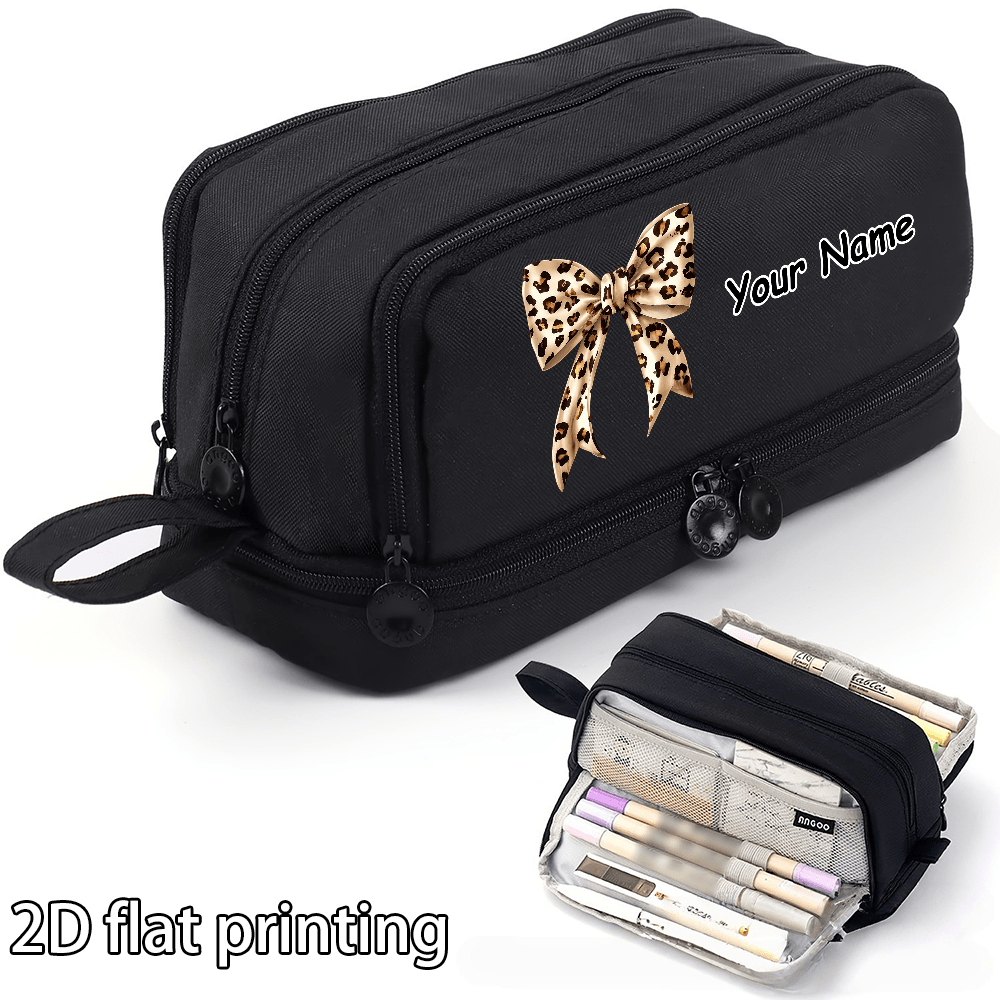 TEMU 1 pz Astuccio personalizzabile, custodia per cancelleria, borsa per matite con stampa leopardata e , organizer per la scuola per il a scuola e