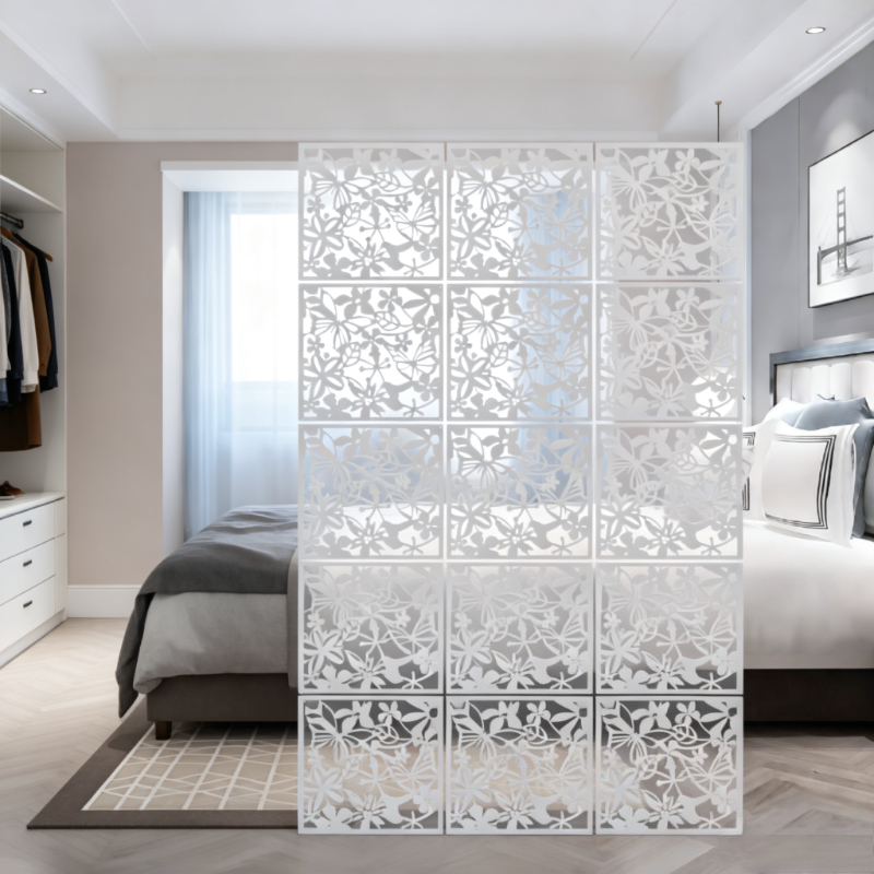 TEMU Lot de 15 panneaux de séparation décoratifs en plastique, floral à découpes ajourées, installation pour un montage rapide et facile, légers,