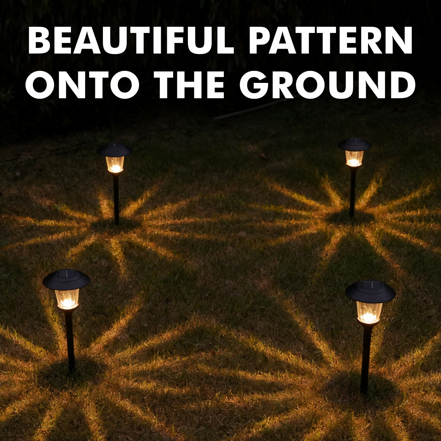 TEMU 4- Metal Solar Garden Lights, Glass Lens Outdoor Pathway Lights, Led Landscape Decor For Lawn, Walkway & Patio, Christmas Lights, Halloween