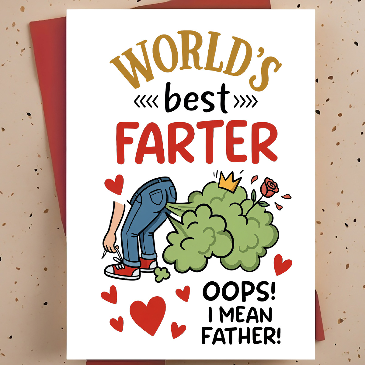 TEMU 1pc Funny Father's Day Greeting Card For Dad, Father, Stepdad â & Fart Cloud Cartoon Design, Sarcastic Humor Card, With Envelope