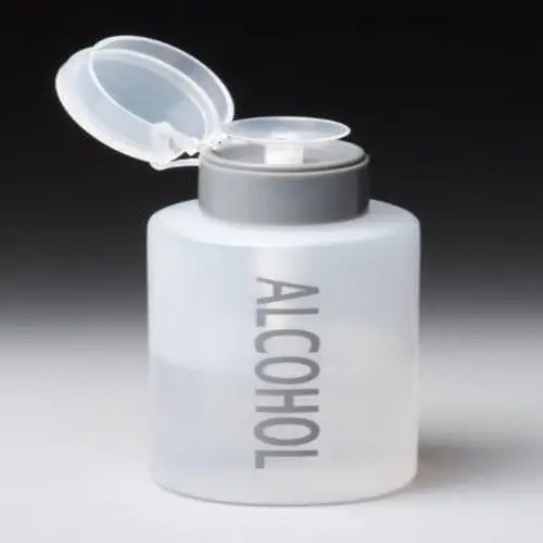 9oz gray push drop pump dispenser bottle with alcohol print refillable cap for nail polish travel cosmetics durable paper packaging travel cosmetic bottle sleek pump dispenser refillable bottle