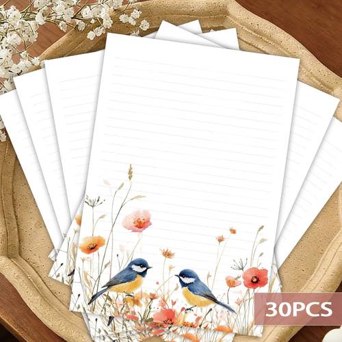 item picture b5 forest themed watercolour style floral and bird stationery paper tear off lined pad for artistic girls suitable for sticky notes letters and journal pages