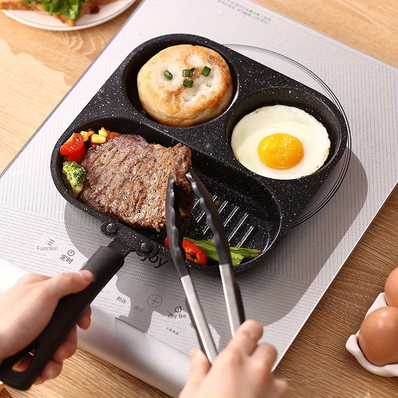 3 in 1 non stick cast iron breakfast pan multi use egg steak and flat bottomed frying pan for sausages eggs and more sausage cooking tool modern kitchenware durable cookware Product details 8