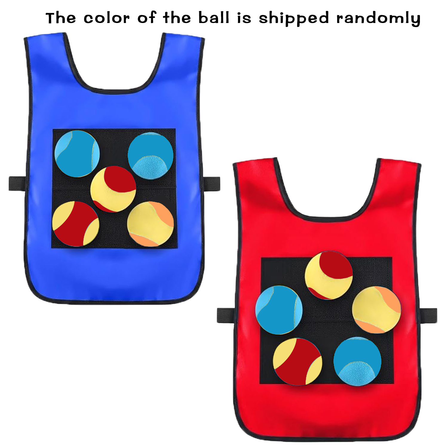 TEMU 12pcs For Family Fun Sticky Ball Game Set Gift Pack, 2 Vests And 10 Balls (random Colors), Throwing Sticky Ball Sandbag Throwing Game, Novelty