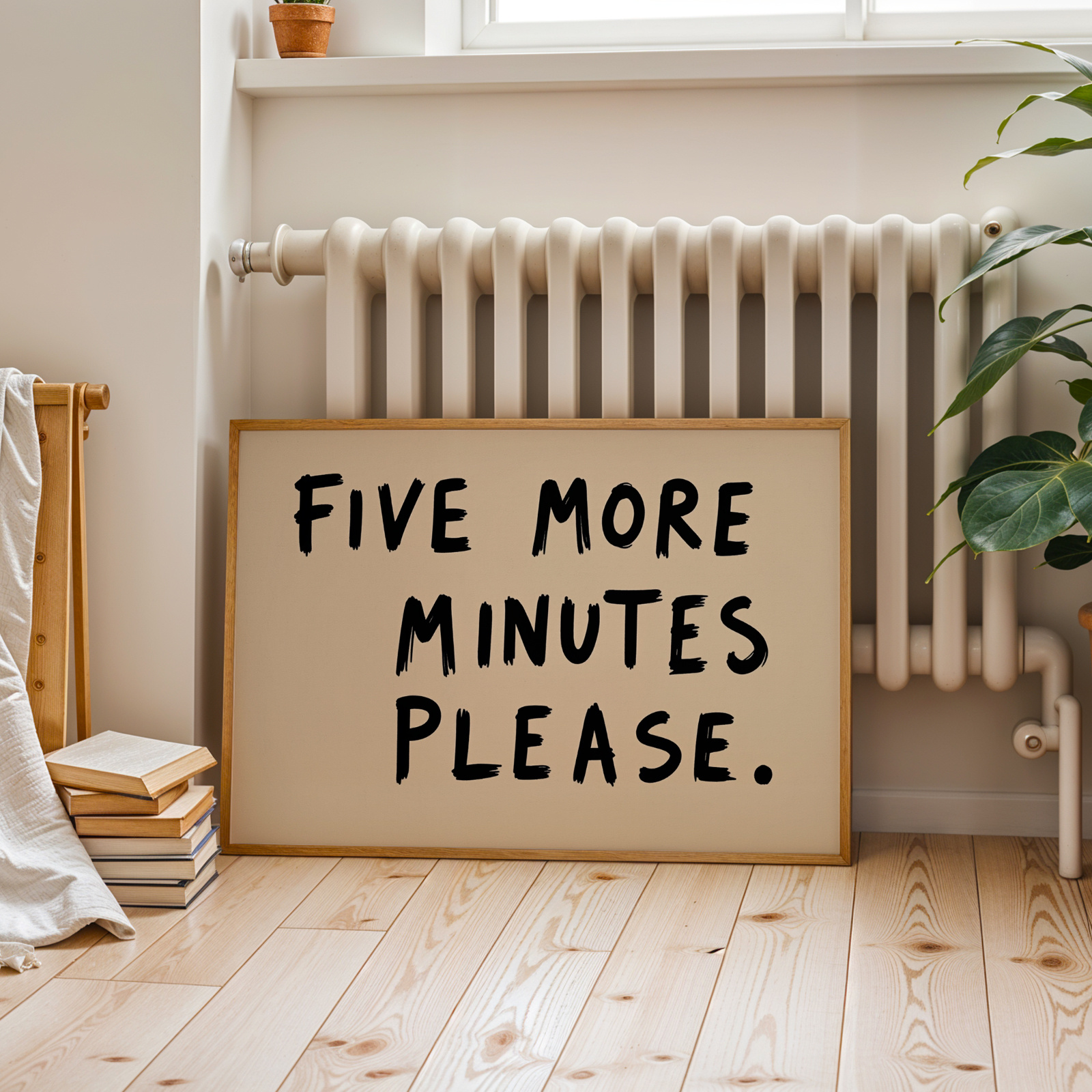 E-shop 1 Stück "Bitte schlaf noch fünf Minuten" Wandkunstdruck - Minimalistisches Schlaf-Themen-Slogan Poster, Rahmenlose Nachttischdekoration für