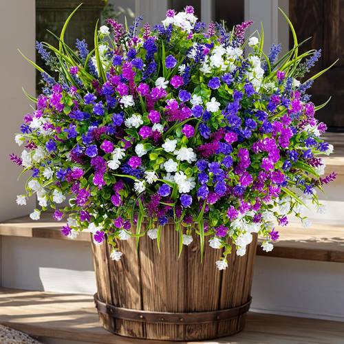 20 pack outdoor artificial flowers faux greenery outdoor simulated artificial boxwood non fading plastic shrubs home decor farmhouse garden mixed colors 3 colors white
