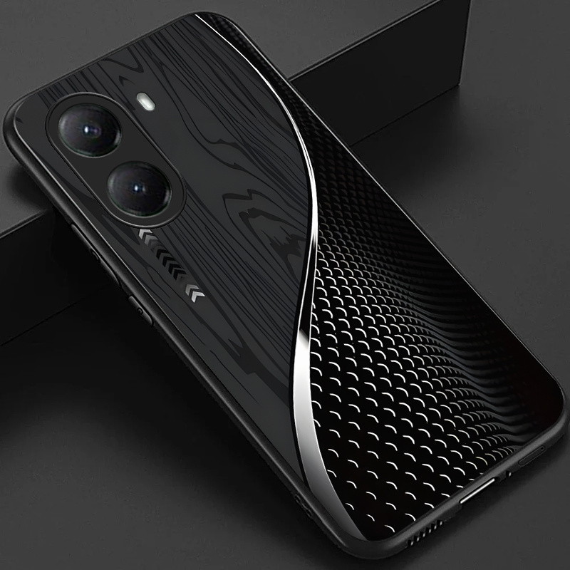 TEMU Case For Xiaomi Poco X7 Pro Phone Case, Stylish Black Green Brown And Scales Pattern Glossy Glass Back Cover Business Gift