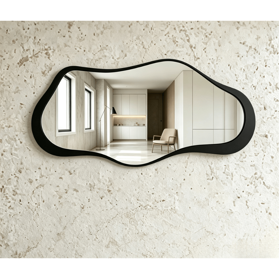 Irregular Cloud-Shaped Wooden Frame Wall-Mounted Makeup Mirror