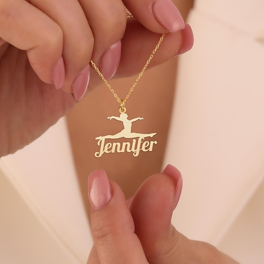 Women's Personalized Dancer Name Necklace — Stainless Steel Pendant