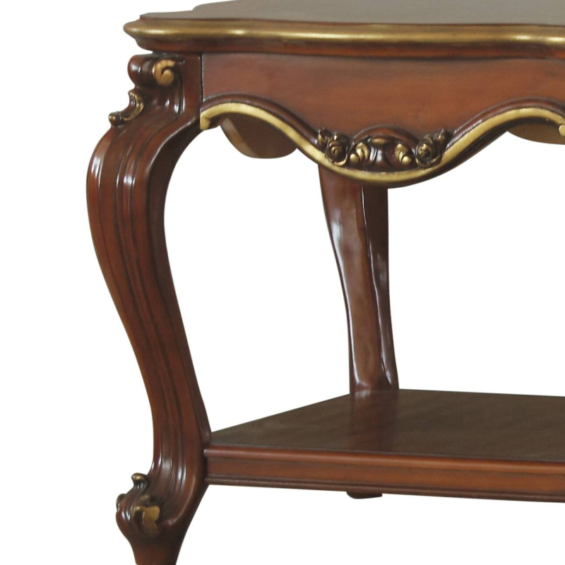 Honey Oak End Table with Bottom Shelf - Retro Modern Bedside Table Suitable for Small Spaces, Compact Shelf Furniture with Bottom Storage, Assembly-Free Setup for Bedroom,, Dorm, Entryway - Space-Saving