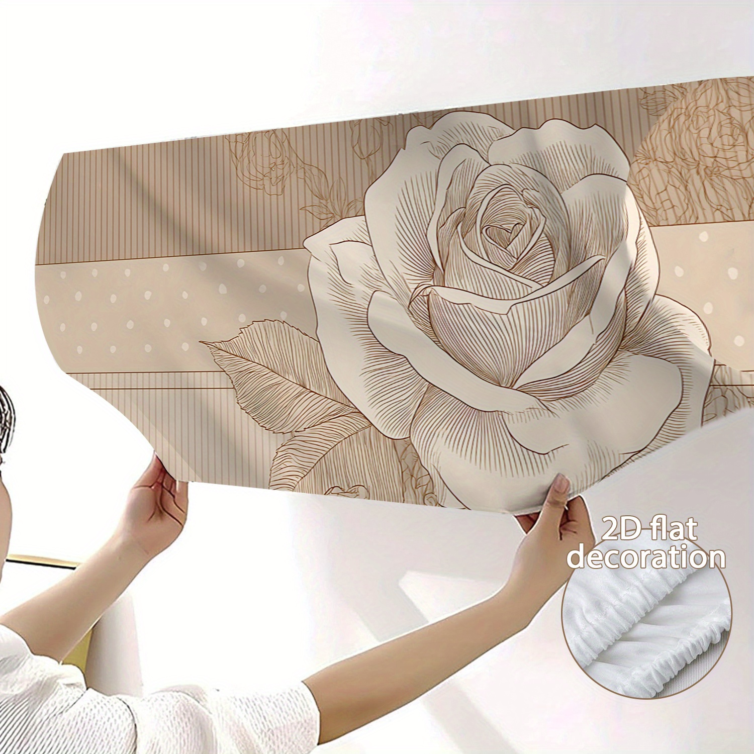TEMU Air Conditioner Accessory 2d Flat Decorative, Rose, Stripes, Dots Patterns, 1pc Home Air Conditioner Dust Cover Hanging, Air Conditioner Dust