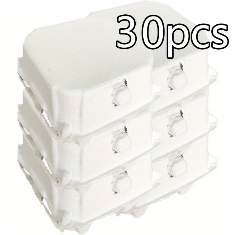 30pcs white paper egg cartons 4 count modern crate design durable cardboard flats for storing and serving eggs   supplies for freshness   egg holder for refrigerator