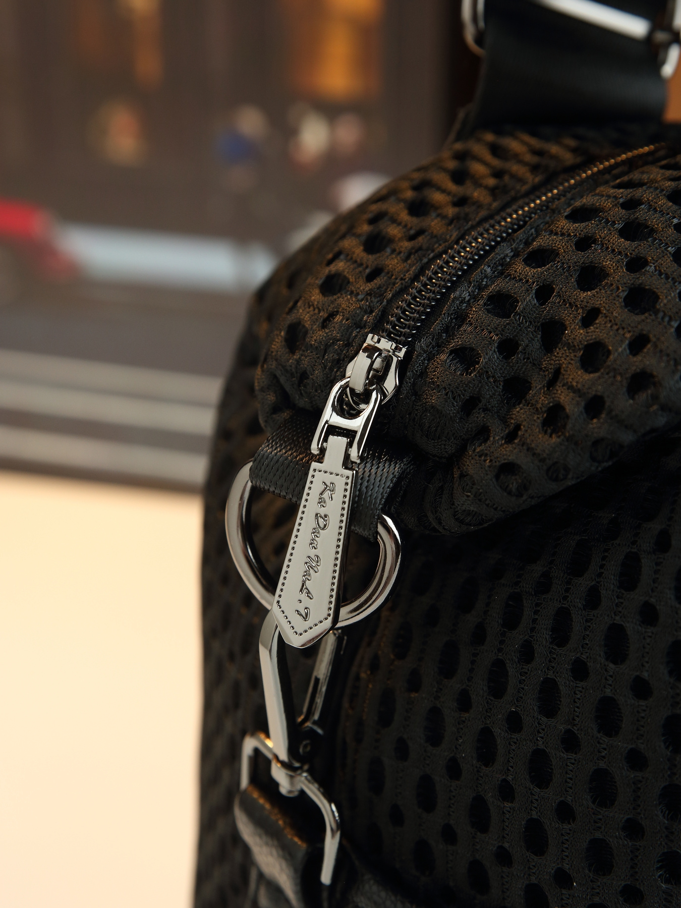 Nylon Tote Bag styled with bright outfit