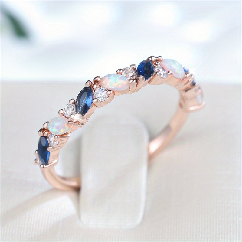 1pc rose golden plated marquise cut blue white synthetic - Temu