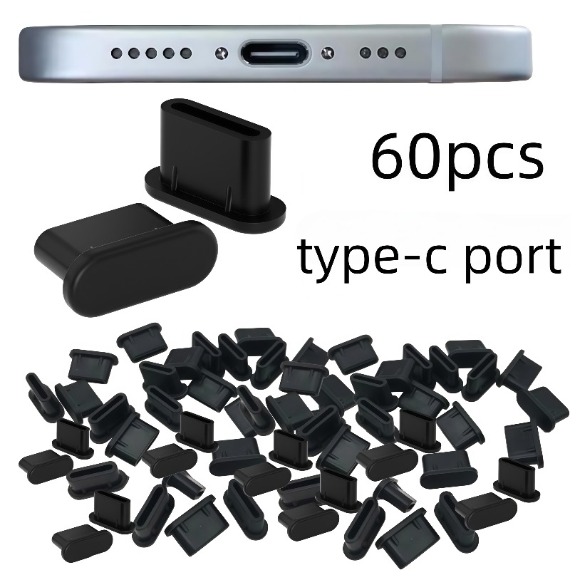 TEMU 60 tapones antipolvo USB C, tapón antipolvo tipo C, cubierta de carga de silicona, cubierta de enchufe tipo C, tapones antipolvo para puerto
