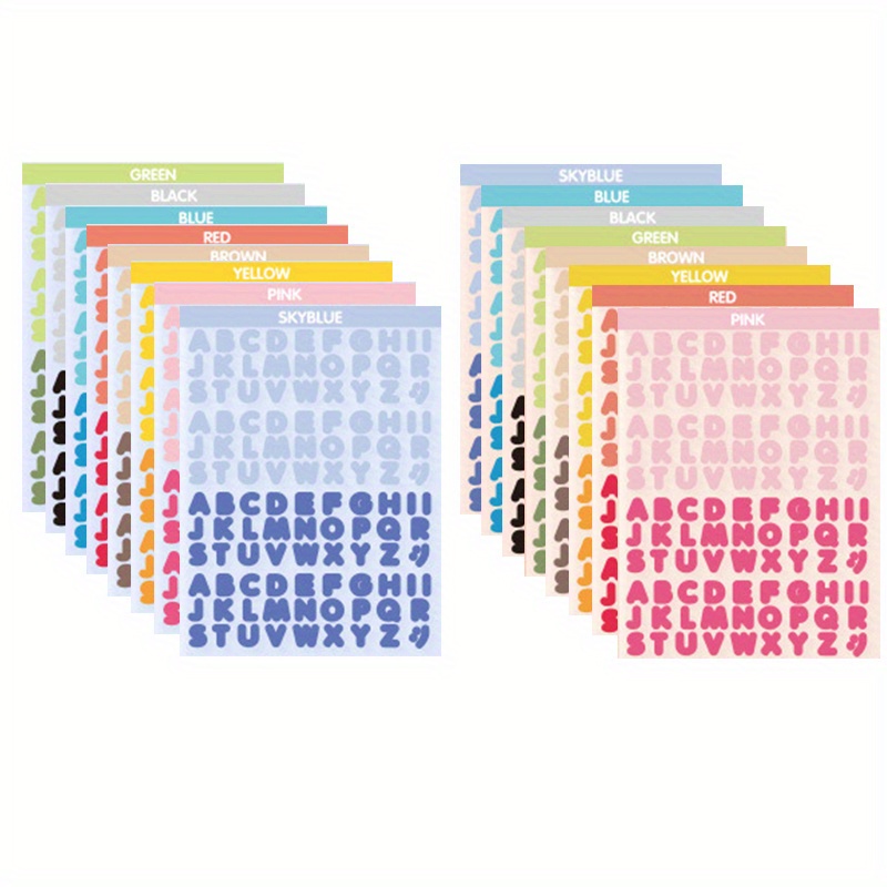 Image of 16 Sheets Vibrant Color Letter Stickers Alphabet Stickers, Transparent High Quality Pet Material, Multicolor English Letter Decals For Journal Decoration Diy Crafts (8 Sheets/ Pack, 2 Pack)
