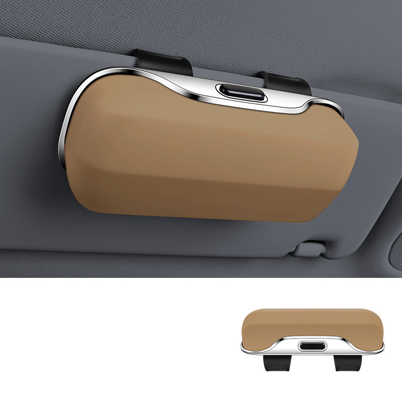 Custodia Porta Occhiali Da Sole Per Auto Winomo – Universale, Fissaggio Alla Visiera Parasole – Colore Beige