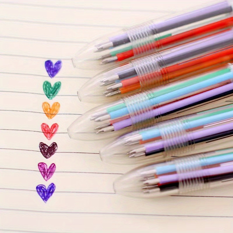TEMU 30pcs 6-in-1 Retractable Ballpoint Pens With 6 Colors, Suitable For School And Office, Office Supplies, School Supplies, Office Stationery,