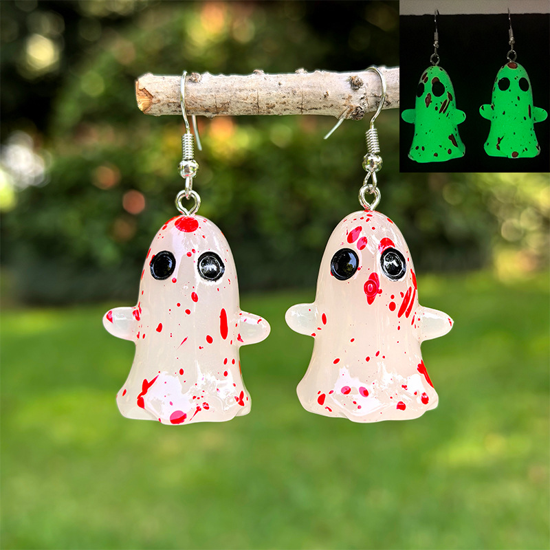 3pc Halloween Themed Pendant Necklace & Earrings Set, Women's
