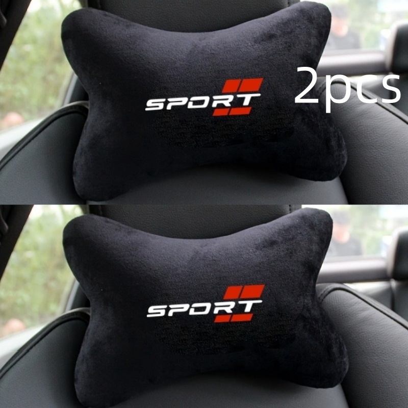 2pcs Up And Down Red Car Seat Cervical Two, Comfortable And Breathable, , Soft Plush Material