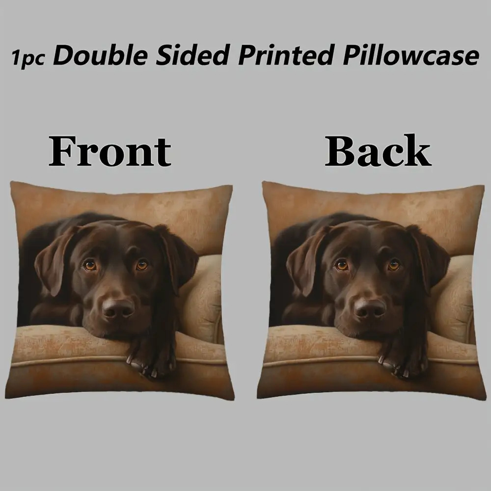 TEMU 1 pièce Taie d'oreiller Labrador vintage, 45,72 x 45,72 cm, impression sur une seule face, 100 % fibre de , lavable en machine, fermeture éclair