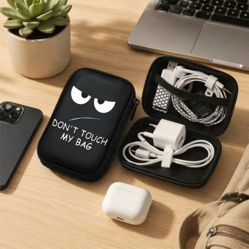 TEMU Borsa organizzatrice per "Non toccare la mia borsa" con divertente stampa a cartone animato, custodia per caricabatterie elettronico, solo borsa