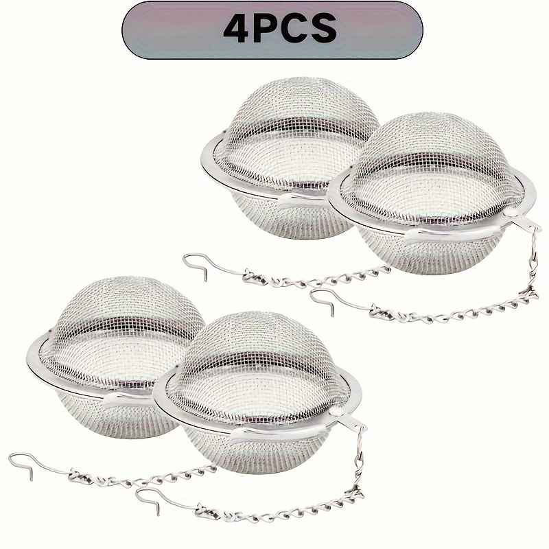 TEMU 4pcs Tea Infuser Stainless Steel Mesh Tea Ball 5.33cm Tea Strainer, Stainless Steel Spice Ball Tea Strainer, Infuser Strainer And Soup Seasoning