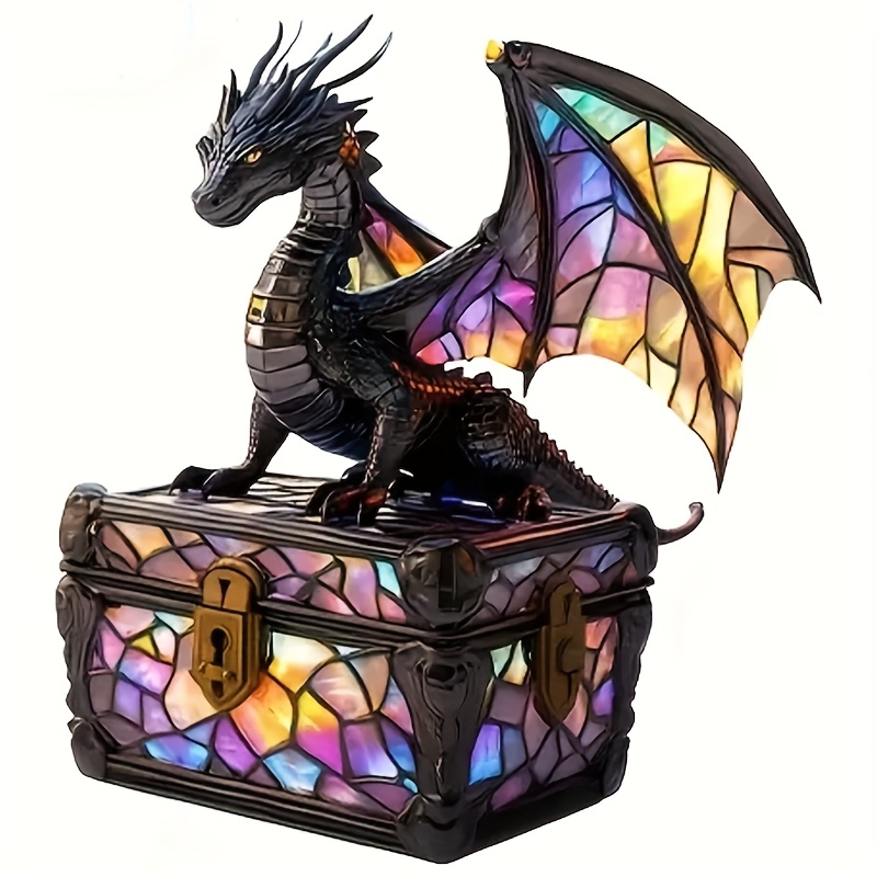 TEMU 6 Inch Black Dragon And Treasure Vinyl Sticker - Self Adhesive Gloss Sticker With Large Dragon And Treasure Box Patterns For Cars, Motorcycles,