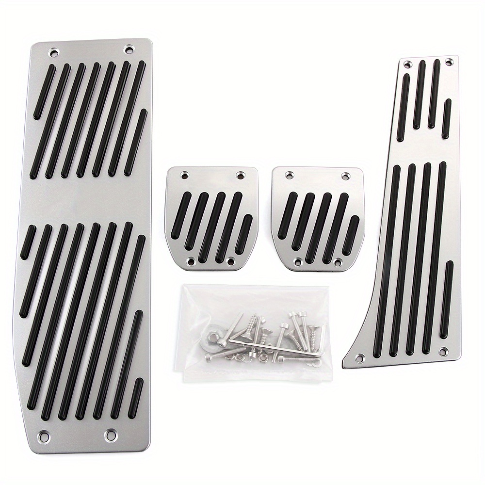 Image of Premium Aluminum Alloy Car Pedals For X1, M3 & More - Durable, Non-slip Surface, - Stylish Silvery Auto Additions, Car-styling, E30 E36 E39 E46 E87 E90 E91 E92 E93