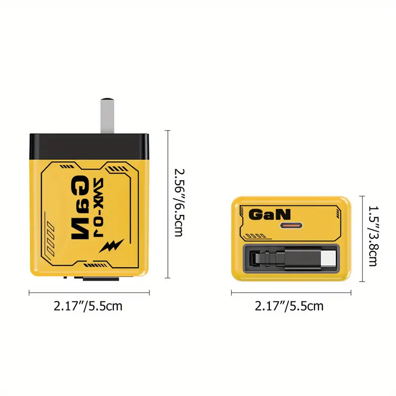 fast charger 120w high speed usb c foldable travel charger with 2 cables dual port fast charger universal for iphone samsung air yellow Product details 3