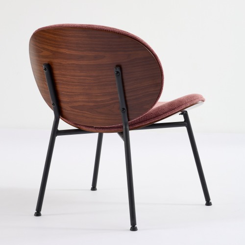 Mid-Century Modern Shell Chair - Single Side Accent Lounge Chair with Wide Walnut Wood Finish Shell & PU, Curved Wide Suitable for /Outdoor Use - Easy-Clean Cover, Assembly Required (for,, Bedroom)