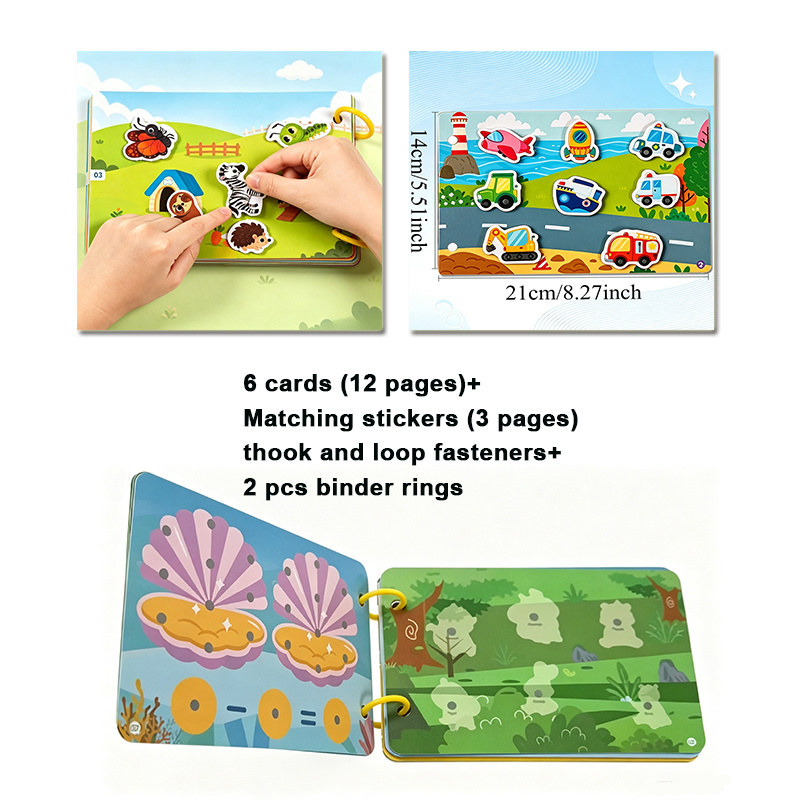 TEMU Autocollant d'apprentissage éducatif interactif, 'activités/Livre amusant avec autocollants, Réutilisable - Appariement de , Dinosaure, Animaux,