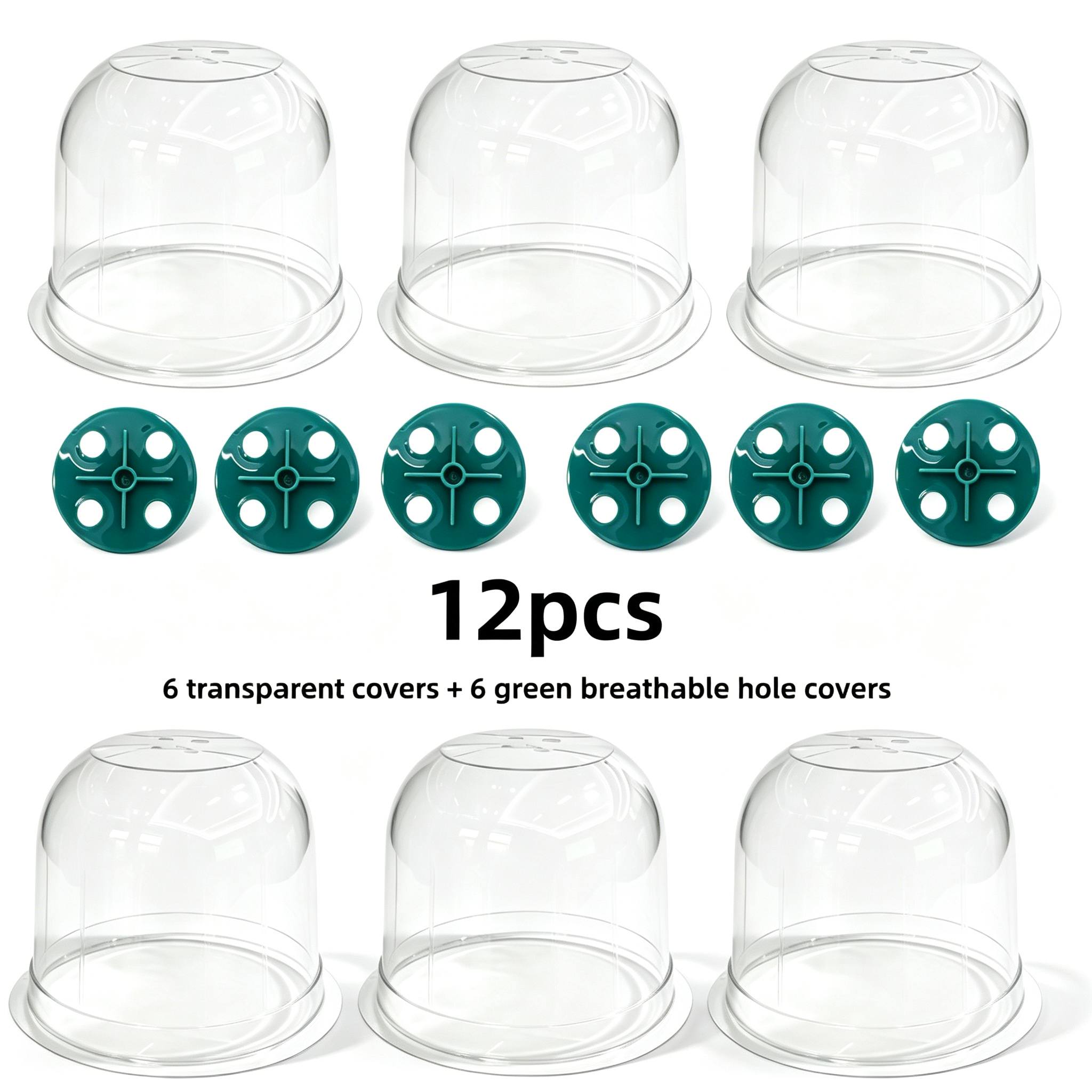 TEMU Set da 12 pezzi: 6 coperture trasparenti + 6 coperture superiori . Coperture per piante da giardino, coperture protettive per piante in plastica