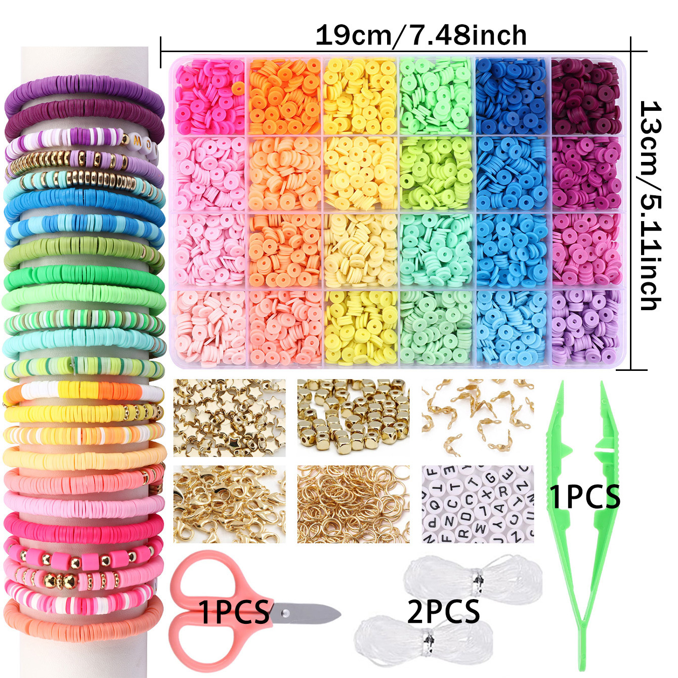 TEMU Kit per di braccialetti dell'amicizia con perline in argilla polimerica, 10-28 colori, per Natale