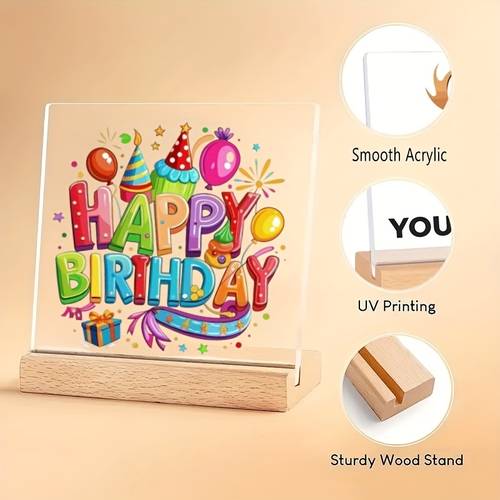 item picture suitable for an acrylic 2d flat printed ornament with wooden base suitable for bedroom living room and other desktop placement can be used as a gift and relatives gift