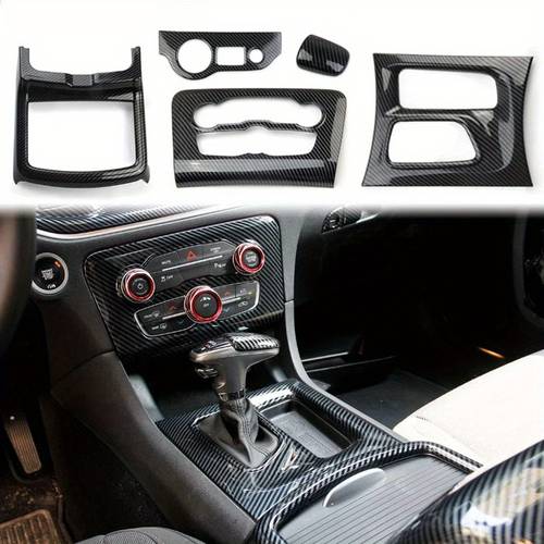 item picture ac gear shift cup holder headlight switch button panel cover trim 5pcs for dodge charger 2015 2023