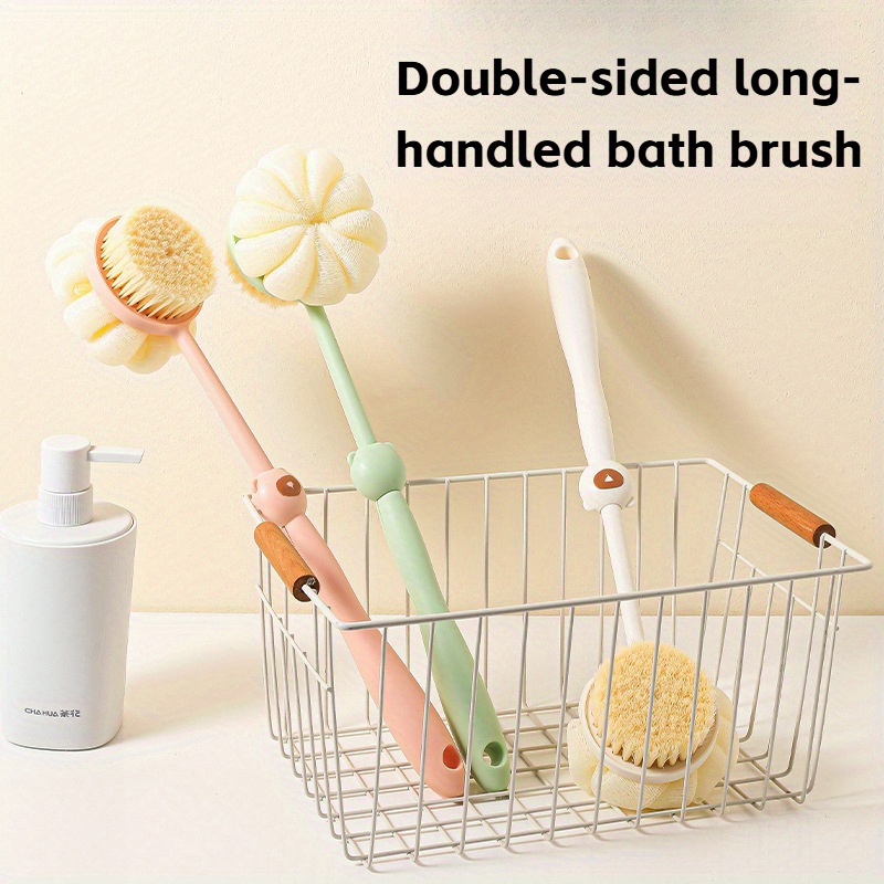 little bear bath brush a dual sided soft bristle back scrubber with a long handle   home use and bathing Product details 0
