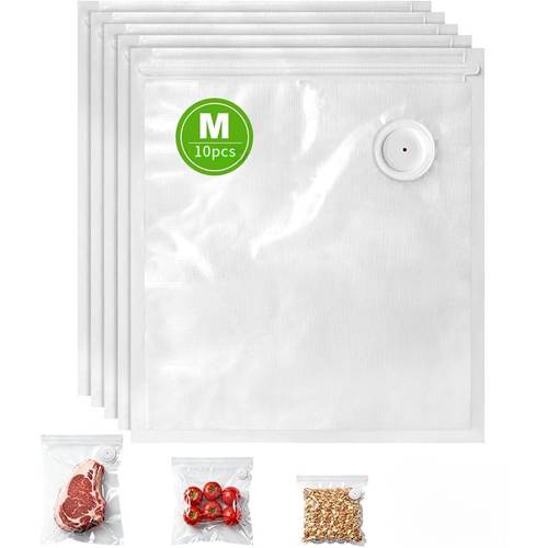 10pcs reusable vacuum seal bags food vacuum bags with air zipper suitable for low temperature slow cooking microwave heating kitchen dining