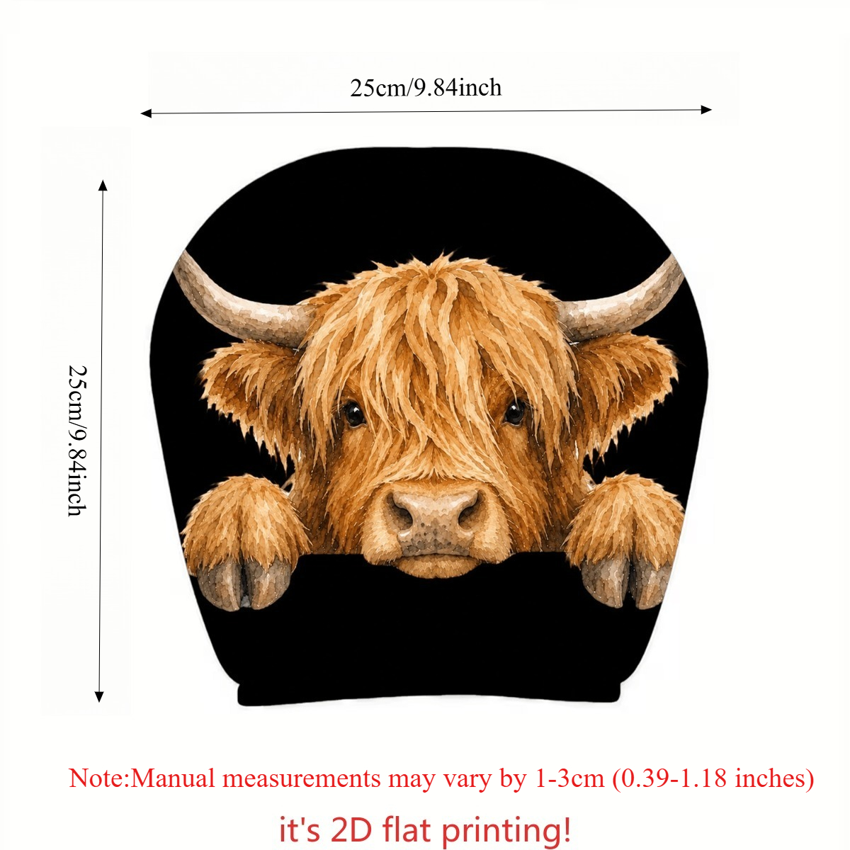 TEMU 1pc Itechjoy Highland Cow Car Headrest Cover Suitable For All Vehicles, Fit Headrest With Adorable Scottish Cow, Washable Easy-install Dashboard