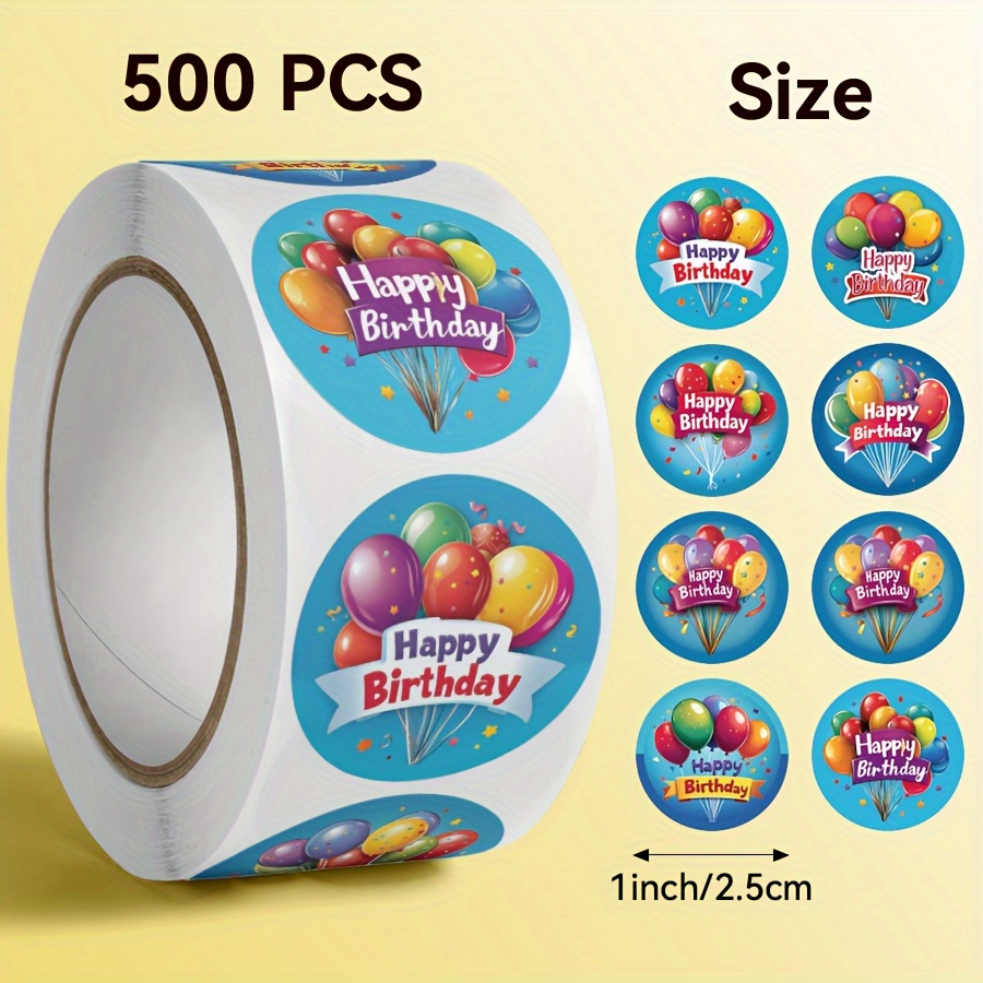 500pcs Happy Birthday Balloon Stickers
